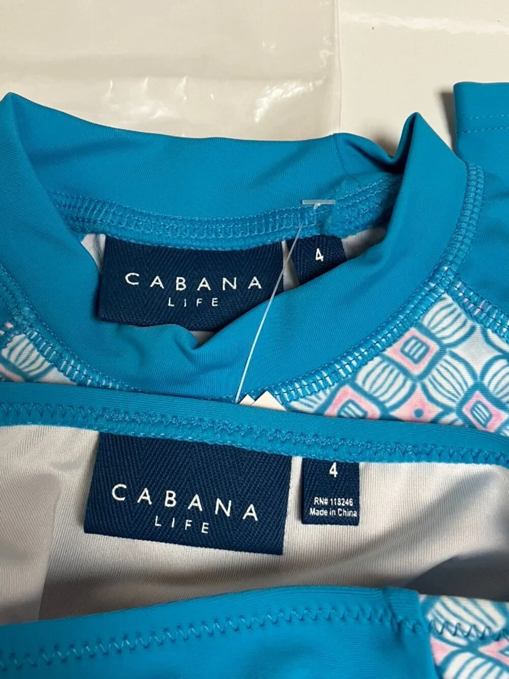 CABANA LIFE Preppy Geo Long Sleeve set Rashguard Size 4
